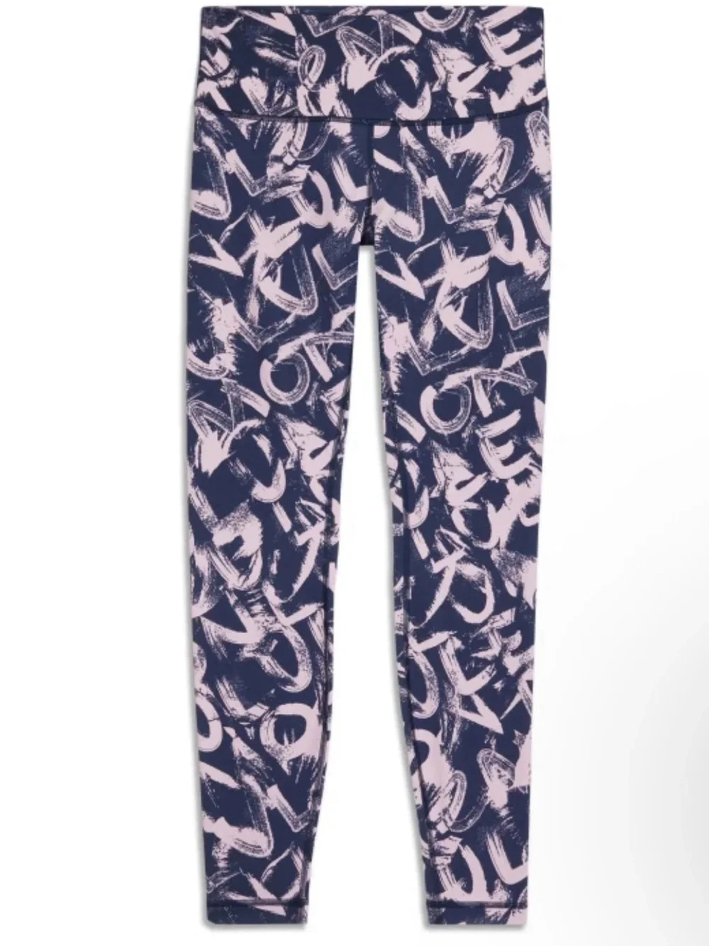 Lululemon Wunder Under High Rise 25” Leggings Navy Pink Graffiti Print - Size 4